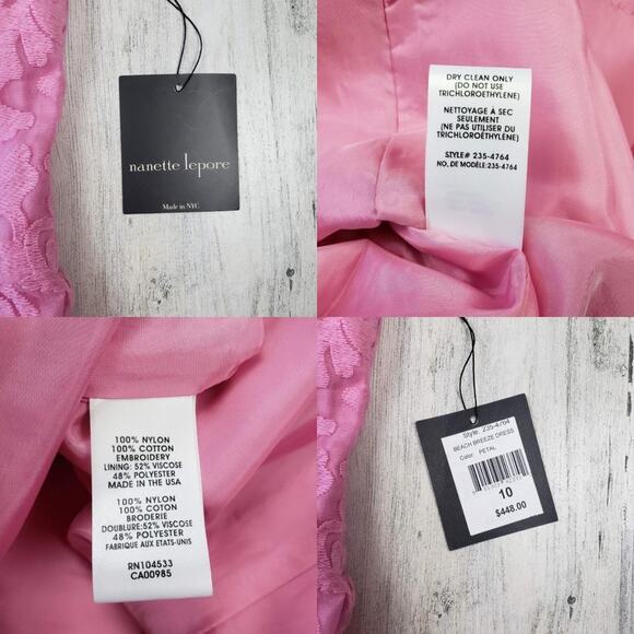 NWT Nanette Lepore Pink A-Line Mini Beach Breeze Petal Dress Women's Size 10 - Picture 10 of 11
